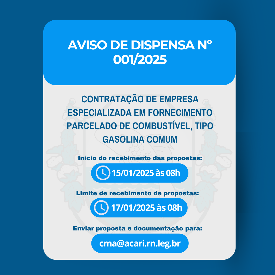 Aviso de Dispensa de Licitação nº 001/2025