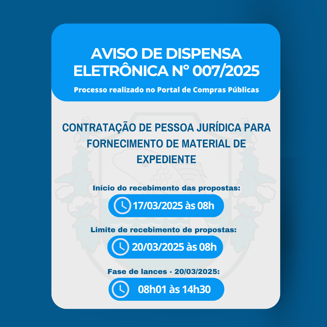 Aviso de Dispensa de Licitação nº 007/2025