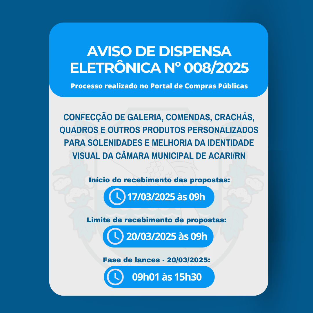 Aviso de Dispensa de Licitação nº 008/2025