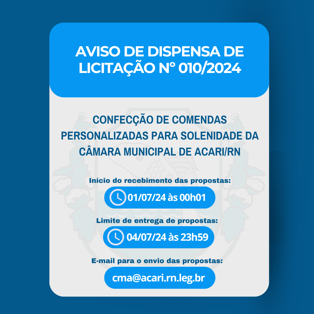 Aviso de Dispensa de Licitação nº 010/2024